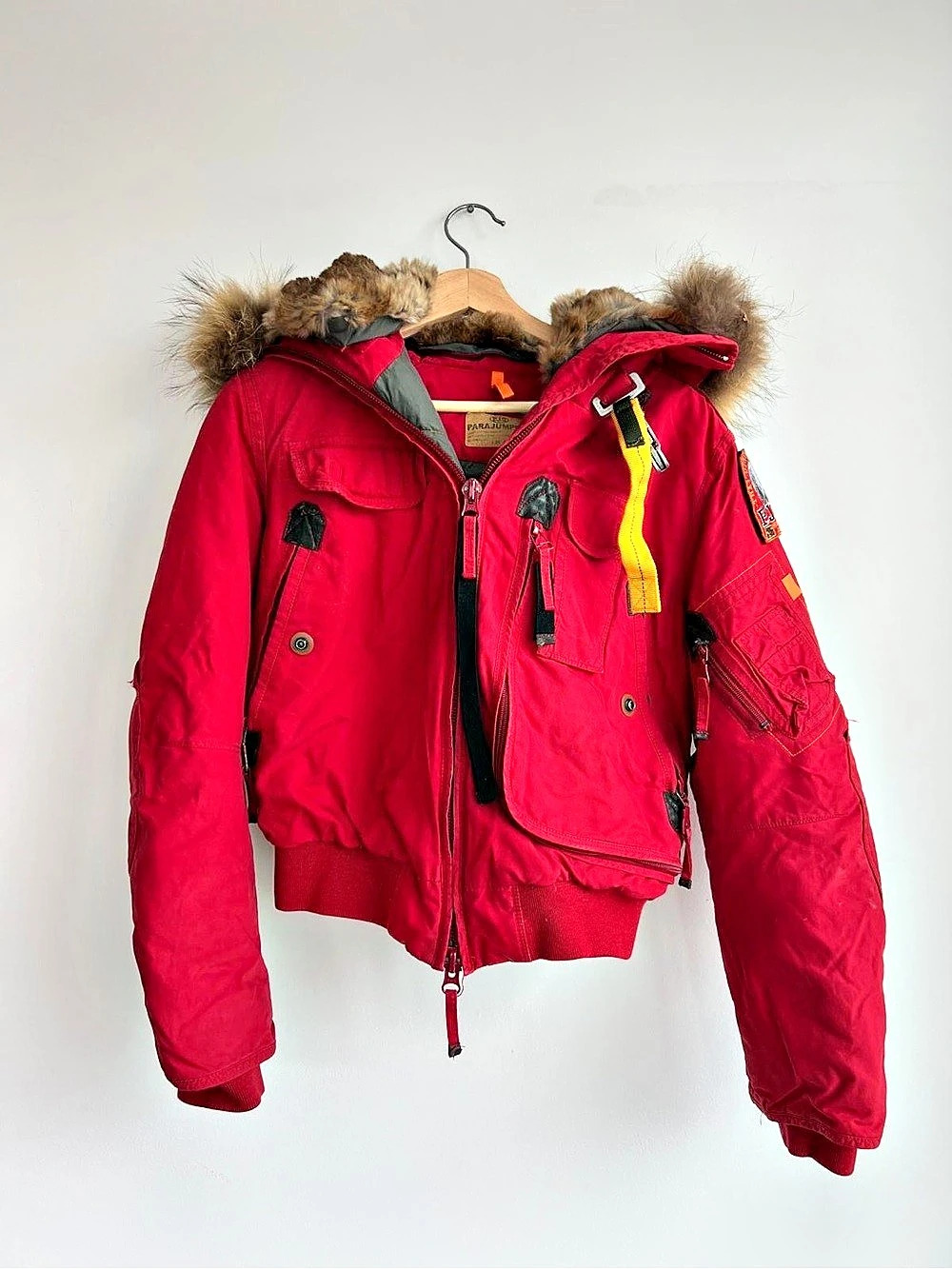 Parajumpers Gobi Bomber Jacket Red Fur-Trim Puffer
